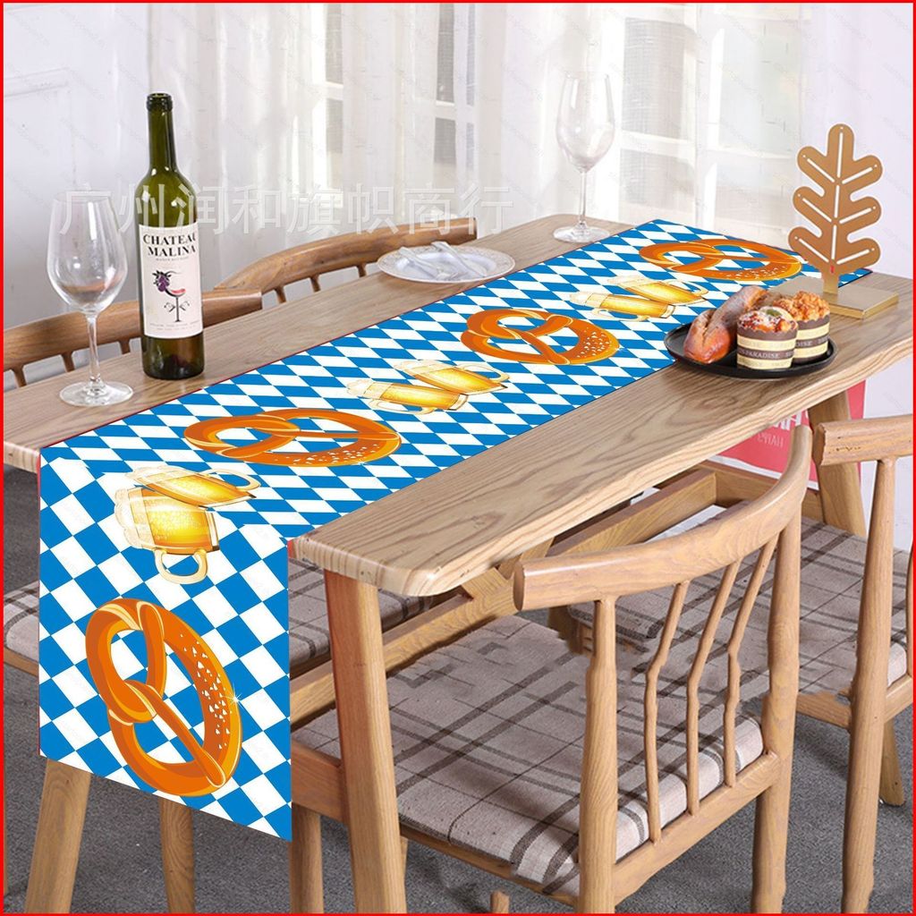 The Munich Oktoberfest Table Runner ผ้าปูโต๊ะตกแต่งงานปาร์ตี้ 180x35 ซม. ธงตาราง