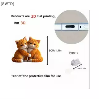 [SWTD] อะคริลิคโทรศัพท์ปลั๊กฝุ่นจี้ 2D จี้แบนเหมาะสําหรับ IPhone/Type-C Universal อุปกรณ์เสริมโทรศัพท์ null