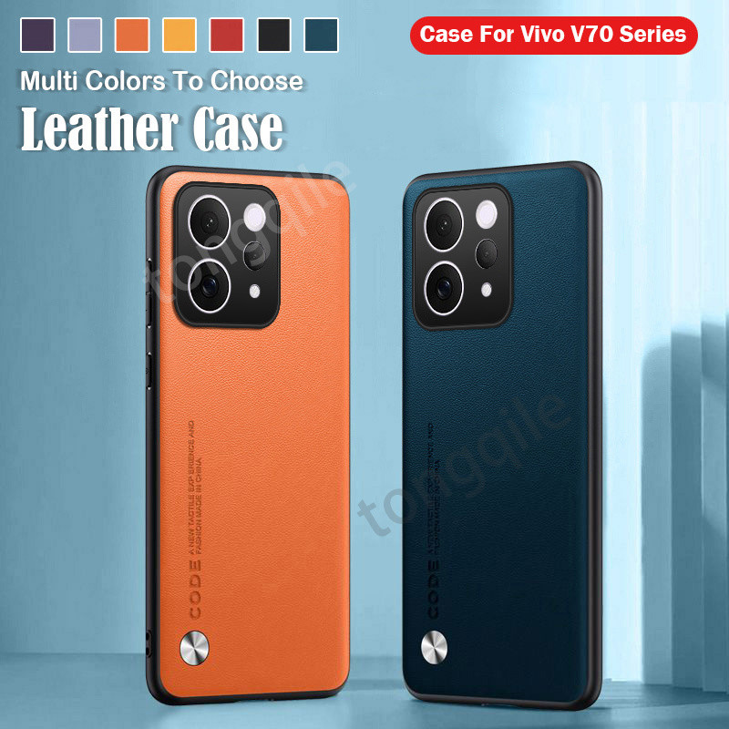 สําหรับ Vivo V70 5G VivoV70 2026 เคสโทรศัพท์ฝาหลังกันชนกันกระแทกหนังแฟชั่นเรียบง่ายขอบ TPU นุ่มรวมทุกอย่างสีทึบ