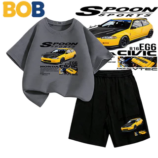 【จัดส่งไทย】2ชิ้น BOB ชุดเด็กชาย เซ็ตเด็ก รถแข่ง Tokyo Racing แขนสั้น ผ้าใยผสม ใส่สบาย Boys T-Shirt Set#20
