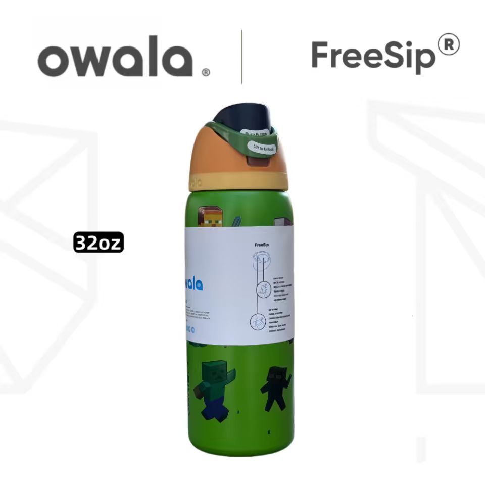 Owala FreeSip 304 ขวดน้ําสแตนเลส – 24oz/32oz, สูญญากาศฉนวนผนังคู่, ฝาปิดพวยป้องกันการรั่วสําหรับกีฬา,ยิมและการเดินทาง
