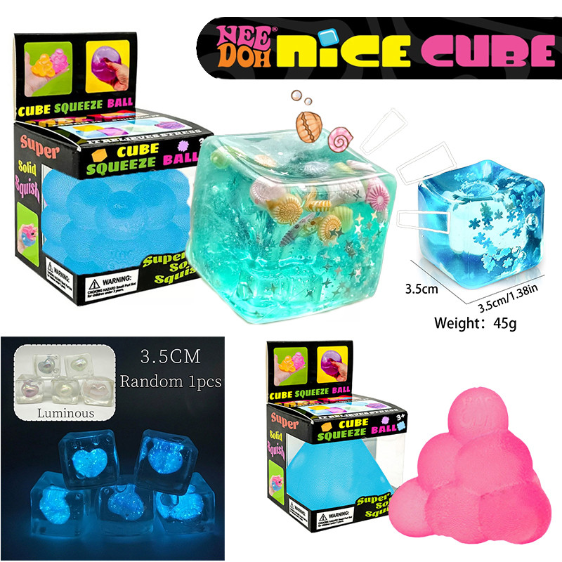 Schylling NeeDoh Nice Cube Squishy Water cube Fidget ของเล่น Slime Decompression ของเล่นสําหรับของขว