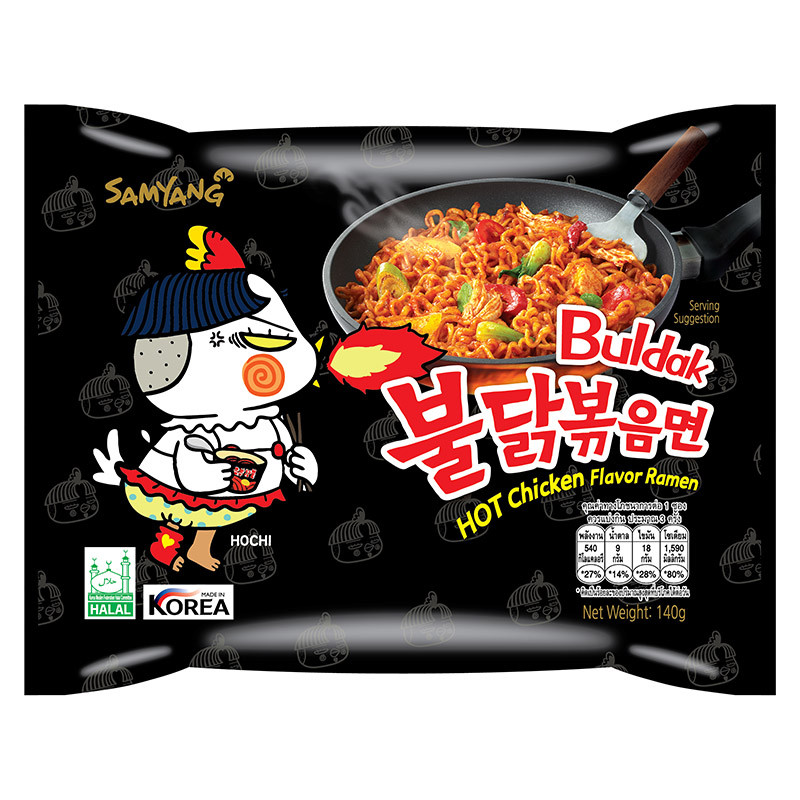 ซัมยังบะหมี่กึ่งสำเร็จรูปแบบแห้งรสไก่สูตรเผ็ด 140กรัม Sumyang Hot Chicken Ramen 140g. [หมายเลขบาร์โค