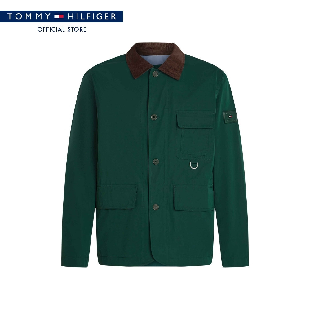 [ลดเพิ่ม 10% โค้ด 10MALL27] Tommy Hilfiger แจ็คเก็ต ผู้ชาย รุ่น MW0MW40596 L6K - สีเขียว ทรง Regular