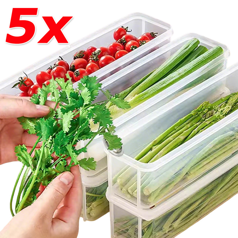 1/3/5 ชิ้นตู้เย็นสี่เหลี่ยมกล่องเก็บของสด / กล่องเก็บของ Cilantro แบบใส