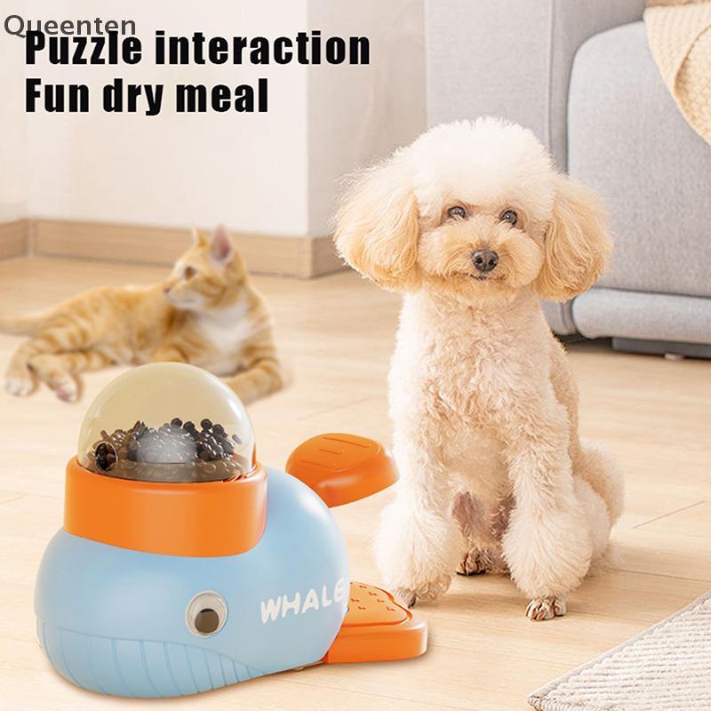 Queenten Pet Sna Feeder เครื่องจ่ายอาหารสุนัขเครื่องป้อนอัตโนมัติลูกสุนัขการ์ตูน Du Whale Design ใช้