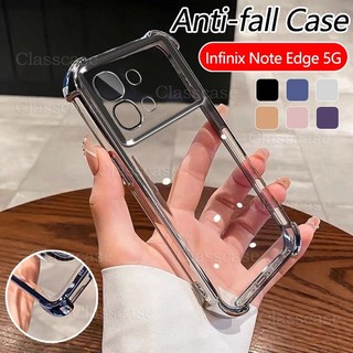 ปลอกสําหรับ Infinix Note Edge NoteEdge InfinixNoteEdge X6887 5G 4G 2026 Clear เคสโทรศัพท์แฟชั่นคู่สี่มุม Anti Fall กันกระแทก Came เลนส์ป้องกันกรณีปกหลัง