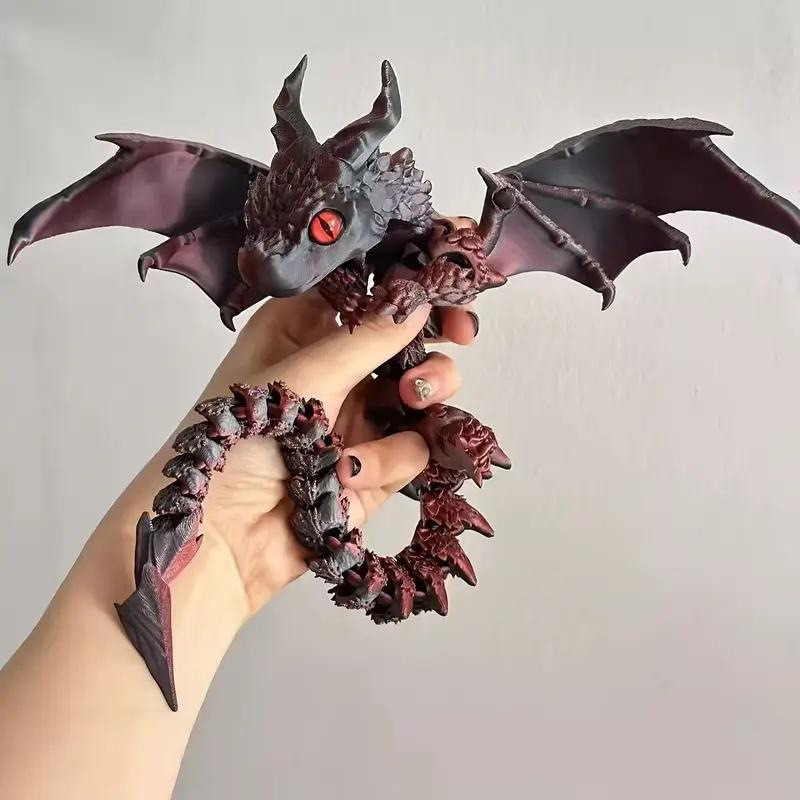 Double-Horned Dragon--3D การพิมพ์, การตกแต่งข้อต่อที่สามารถเคลื่อนย้าย, ของเล่นโมเดลสัตว์, ของขวัญของขวัญวันเกิด