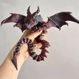 Double-Horned Dragon--3D การพิมพ์, การตกแต่งข้อต่อที่สามารถเคลื่อนย้าย, ของเล่นโมเดลสัตว์, ของขวัญของขวัญวันเกิด