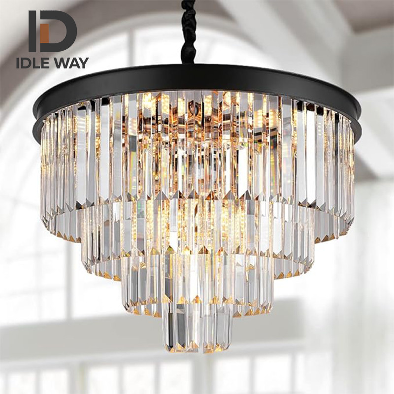IDLEWAY โคมไฟระย้าคริสตัล WD5370 อเมริกันหรูหราโคมระย้า Creative Iron Art ห้องนั่งเล่น