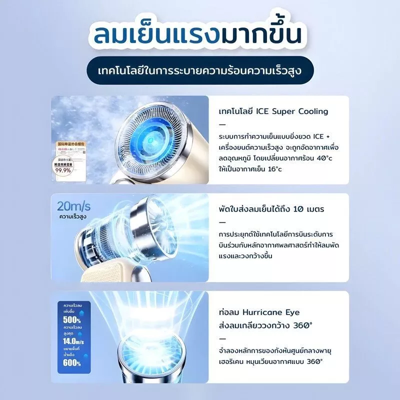 พัดลมพกพา USB X688 ขนาด 9 ซม. thumbnail 7