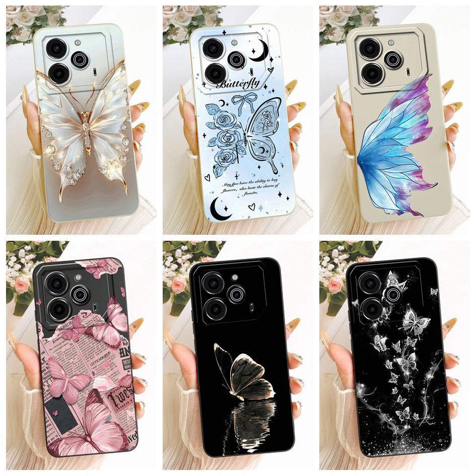 ปลอกใหม่สําหรับ Tecno Pova 6 Pro LI9 / Pova 6 LI7 เคสโทรศัพท์แฟชั่นผีเสื้อซิลิโคนนุ่ม Candy TPU สําห