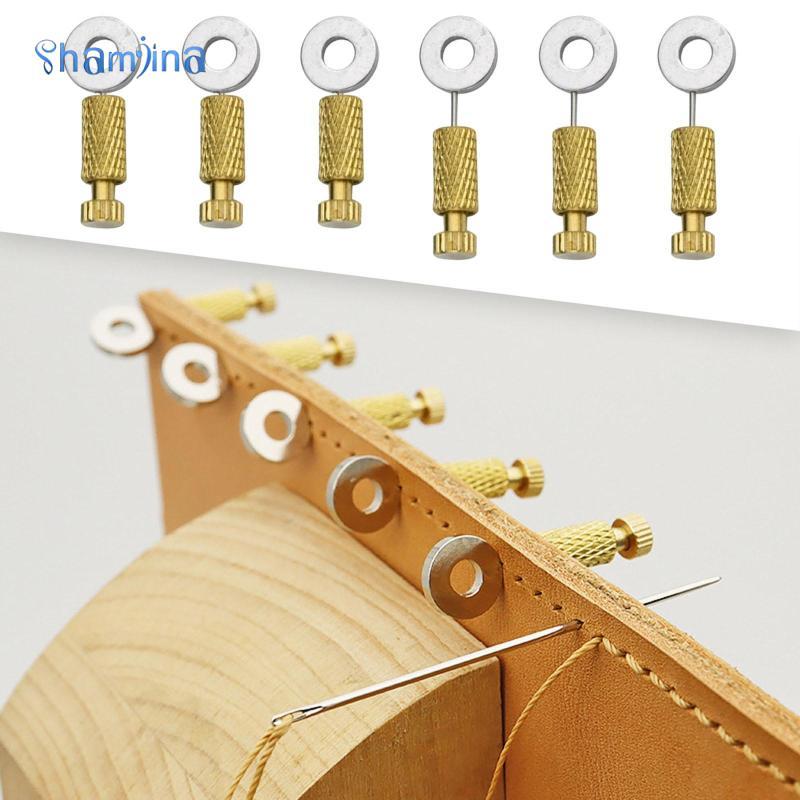 [Shamjina] 6x Leather Positioning Pins Leather Stitching Tools ทองเหลืองที่ใช้งานได้จริงตะเข็บคงที่
