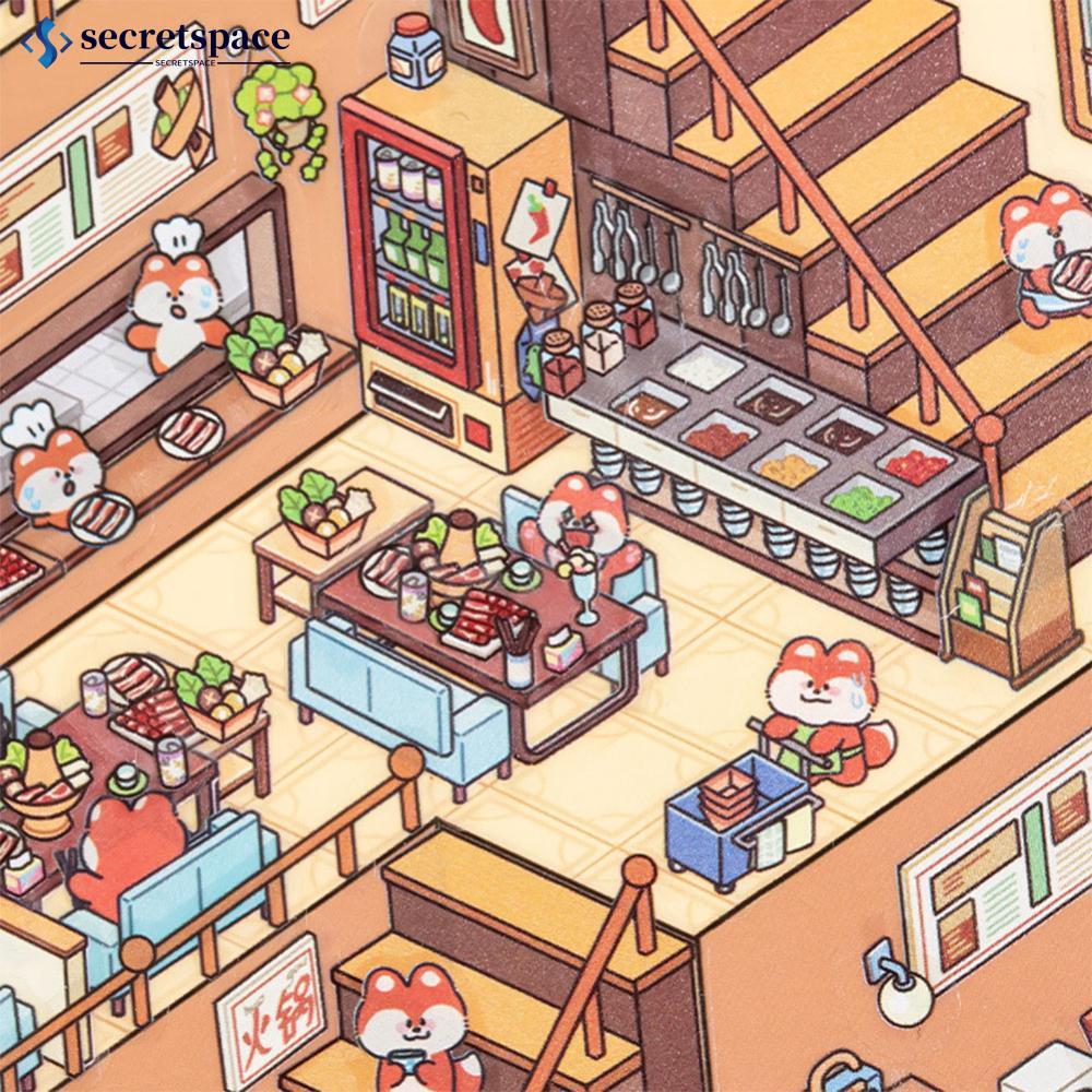 SECRETSPACE Villa ซูเปอร์มาร์เก็ตฉากขนาดใหญ่ 3D ภูมิทัศน์สติกเกอร์ฉากขนาดเล็ก Hand-Pasted Collage DI