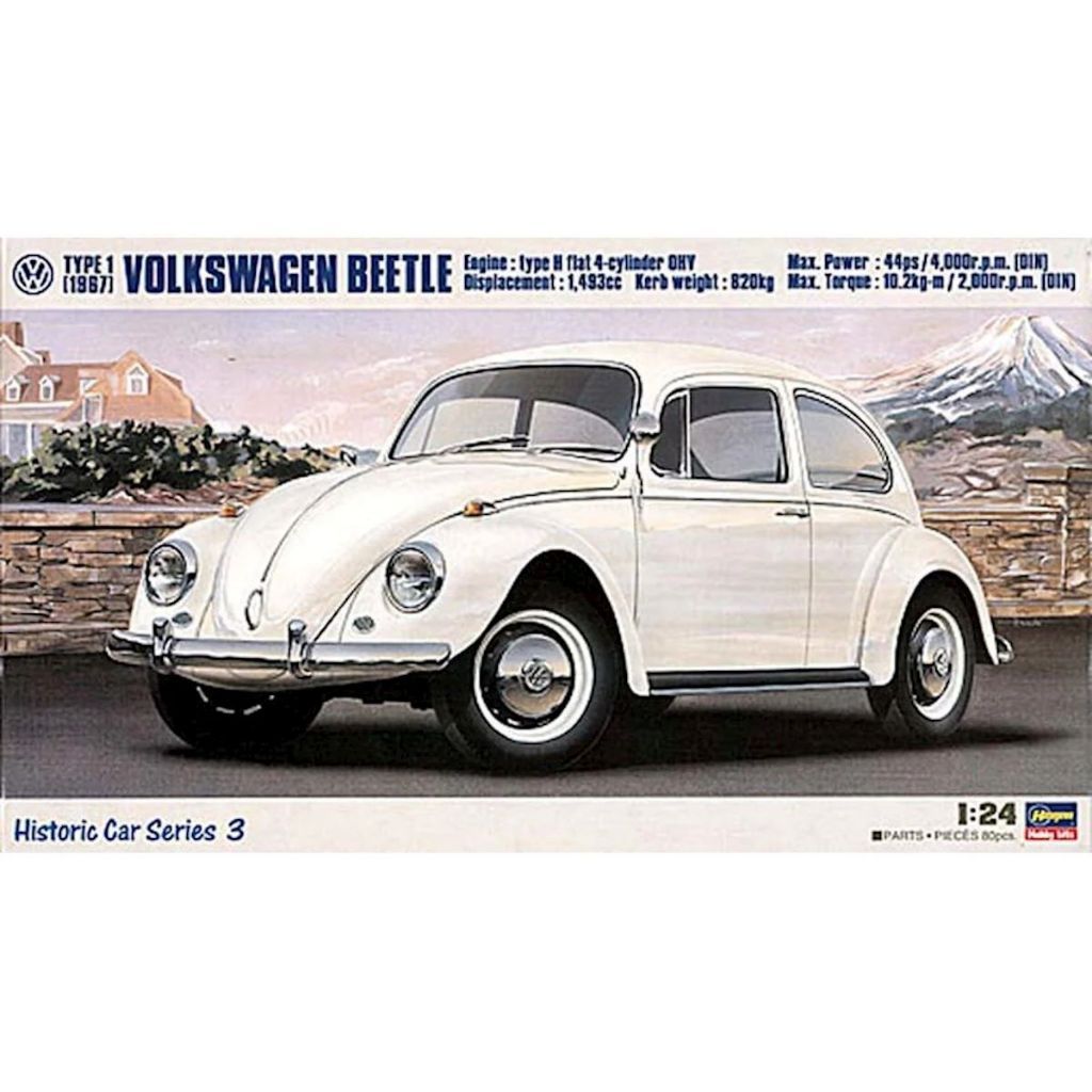 Hasegawa 21203 1/24 Volkswagen VW Type1 Beetle Bug 1967 HC3 พลาสติกชุดโมเดล 1/24