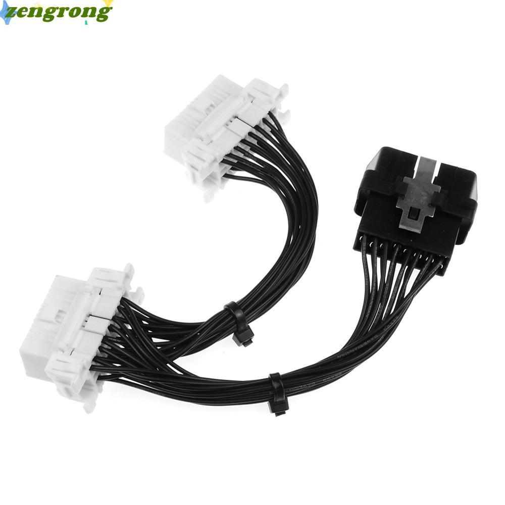 ZENGRONG รถ OBD2 Splitter Extension Cable, 15 ซม.16 Pin One ชายสองสาย, Stable 2 พอร์ตหญิง OBD OBD2 O