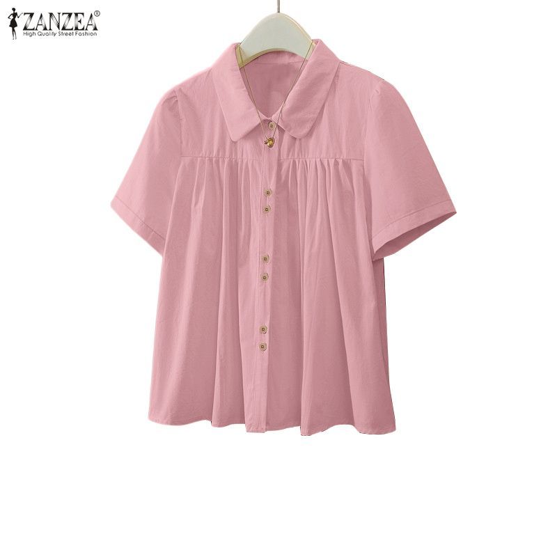 ZANZEA เสื้อผ้าสไตล์เกาหลีสำหรับผู้หญิง ดีไซน์หวาน พ่วงกระดุมเดียวและรายละเอียดซิลมอนต์และพлеตส์