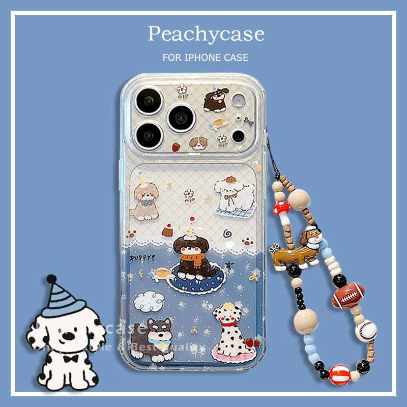 น่ารักลูกสุนัขสุนัข IMD โทรศัพท์มือถือสําหรับ iPhone 17 16 15 14 Pro Max 13 iPhone17 พร้อมโซ่รักบี้กันกระแทกฝาหลังปลอกแข็ง