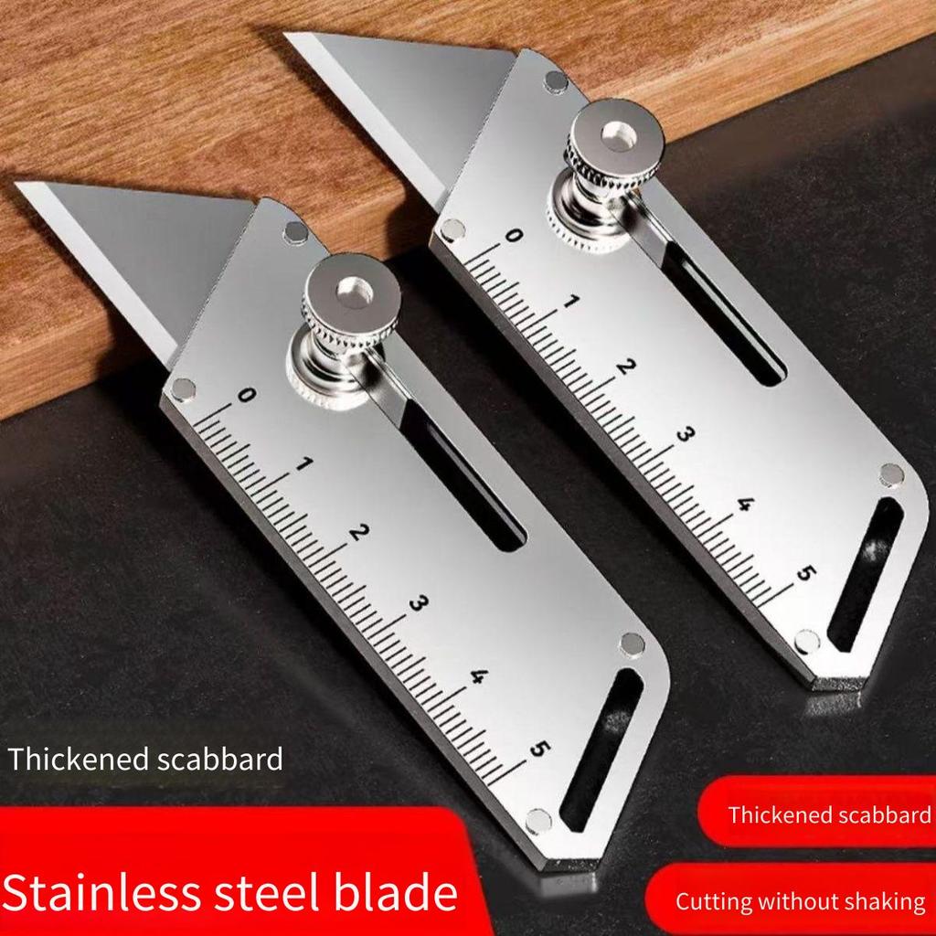 Heavy-Duty Industrial Utility Knife Compact Stainless Steel Craft Cutter with Bottle Opener SK5 Blades, for DIY Professi