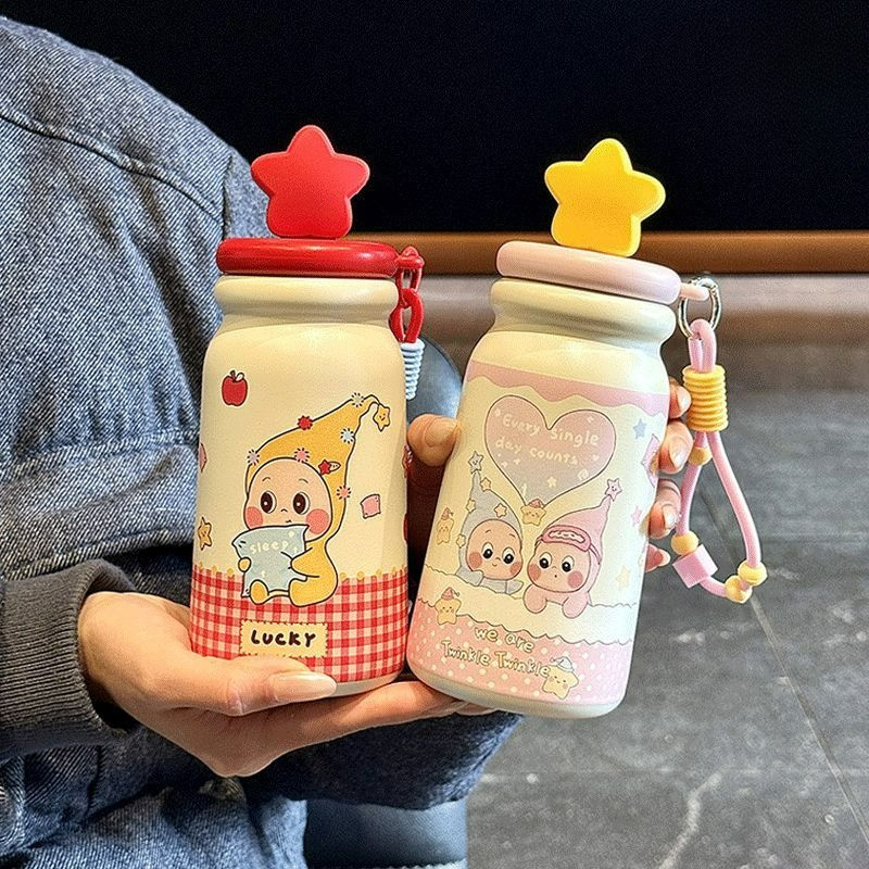 Twinkle Twinkle Ceramic Insulated Tumbler พร้อมหลอดแบบพกพาขวดน้ําเก็บความร้อน Leakproof Travel Mug