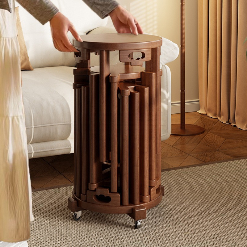 เก้าอี้สตูลสามารถวางซ้อนกันได้หกในหนึ่งเดียว, เก้าอี้สตูลทรงกลม Jenga ไม้เนื้อแข็ง, โต๊ะรับประทานอาห