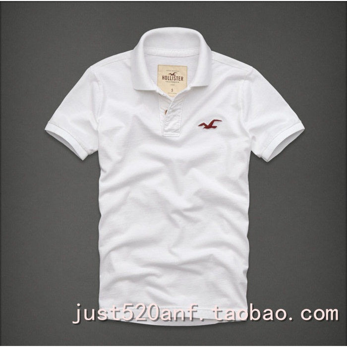 พร้อมส่ง Hollister Basic Small Seagull Printing Mens Loose Street Classic Polo Shirt0520