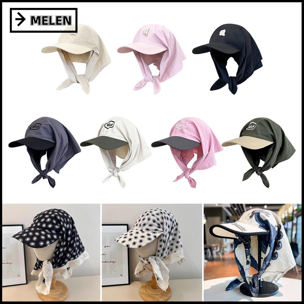 MELEN หมวกกันแดดทรงสามเหลี่ยม มีเชือกผูก ระบายอากาศดี ป้องกัน UV เหมาะสำหรับผู้หญิงในฤดูใบไม้ผลิและฤดูร้อน