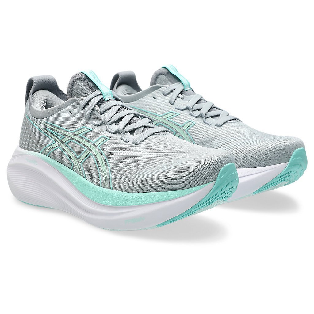 ASICS Gel-Nimbus 27 (D Wide) รองเท้าวิ่งผู้หญิงใน Piedmont Grey/Illuminate Mint QTAX
