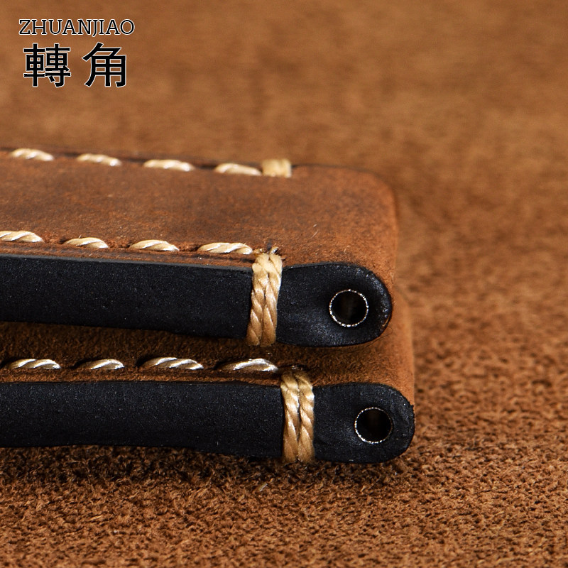 Crazy Horse Leather Cowhide Strap เหมาะสําหรับ Panerai PAM111 Fat Sea Hamilton Watch สายหนังแท้ผู้ชา
