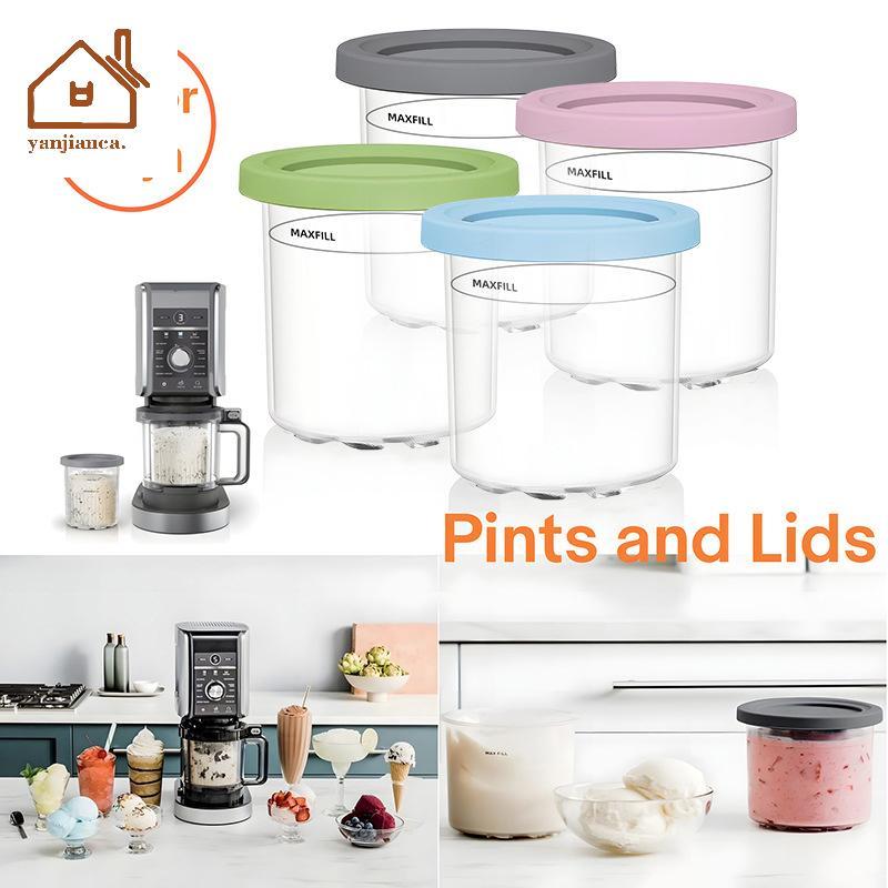 YANCA ไอศกรีม Pints ถ้วยไอศกรีมคอนเทนเนอร์พร้อมฝาปิดสําหรับ Creami Pints สําหรับ Nc301 Nc300 Nc299am