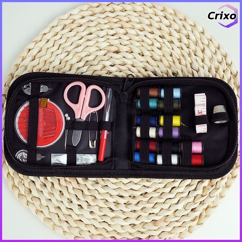 Crixo ชุดเข็มด้าย อุปกรณ์เย็บผ้า ชุดเย็บผ้าพกพาชุดกล่องเครื่องมือเย็บผ้า