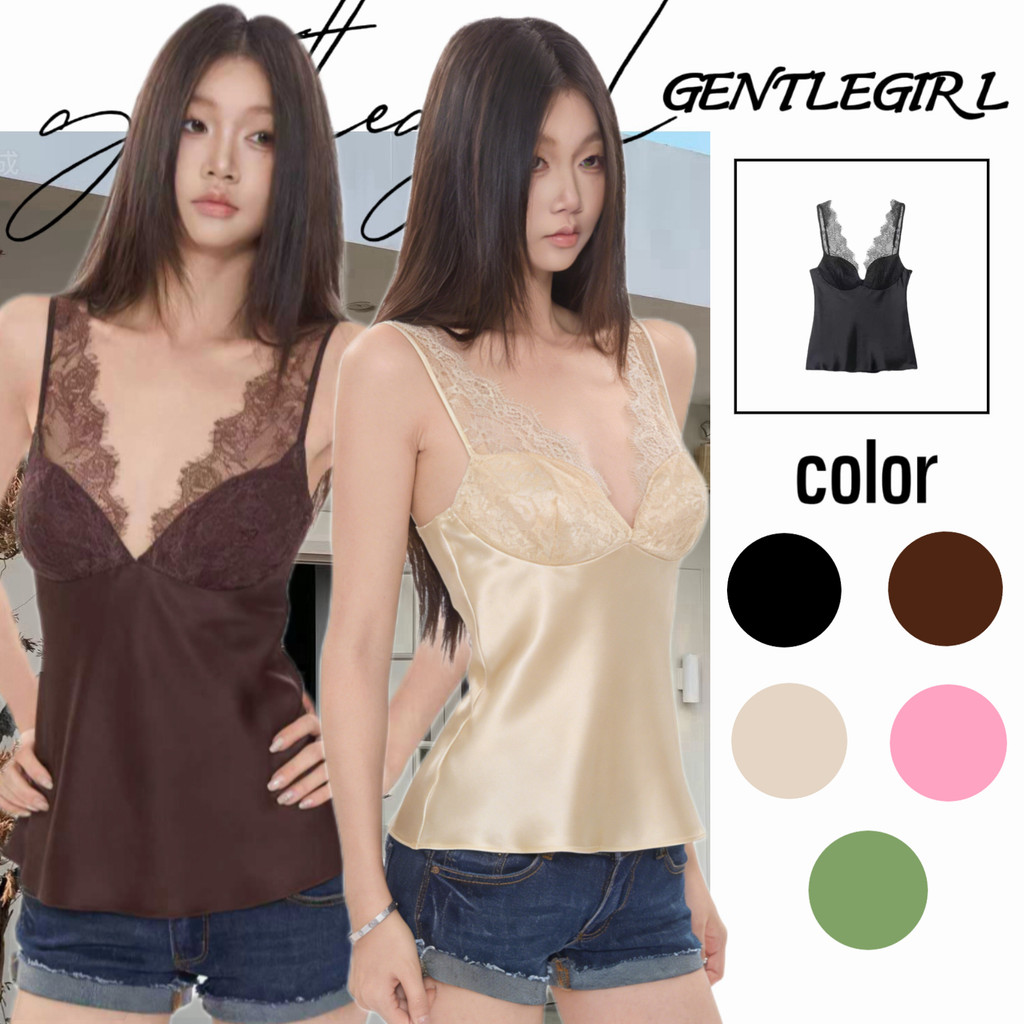 #GG🎀เสื้อกั๊กแขนกุดคอวีแต่งลูกไม้สำหรับผู้หญิง คอลเลคชั่นใหม่ฤดูร้อนปี