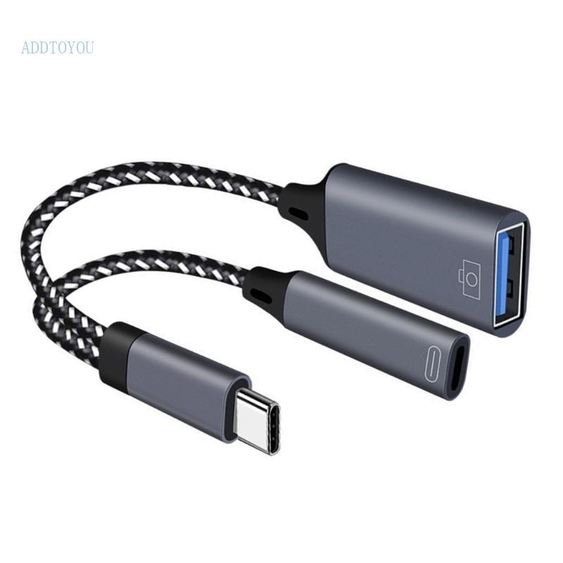 3C Braide Nylon USB C ถึง USB C USB A OTG อะแดปเตอร์ Simultaly Power Delivery File Transfer สําหรับอ
