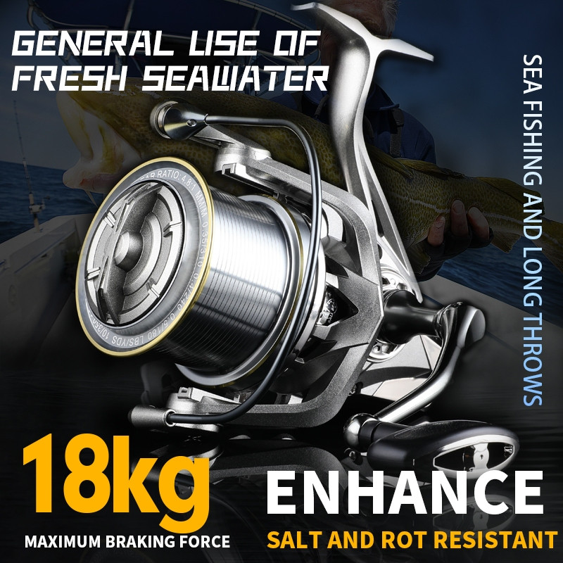 BEARKING NGK Spinning Reel รอกตกปลาน้ําเค็ม Scroll 8000-14000 รุ่นความเร็ว 4.8:1 ลากสูงสุด 18KG กันน้ํา Scroll