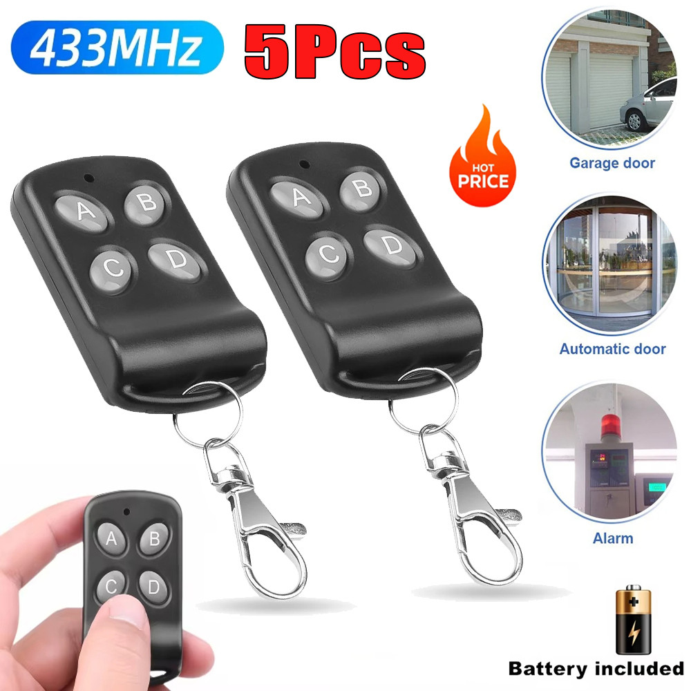 5 ชิ้นชุด 433MHz รีโมทคอนโทรลสําเนา 4 ช่อง – การเรียนรู้รหัส Key Fob สําหรับประตูไฟฟ้า, ระบบ Gate & Garage