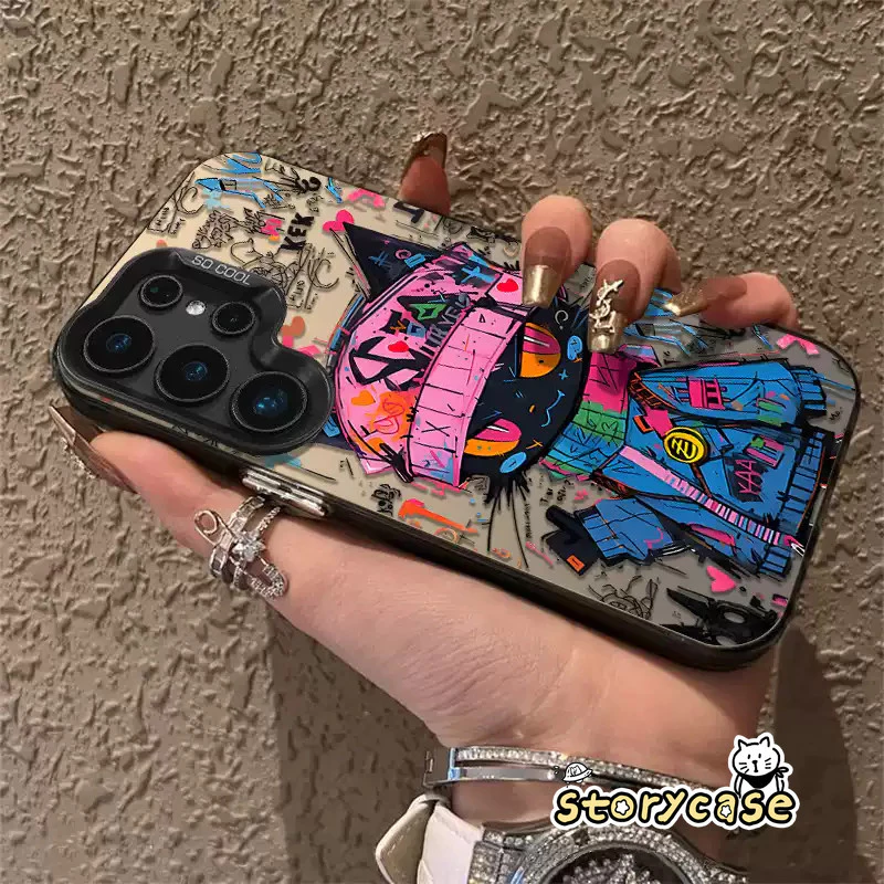 เหมาะสำหรับ Redmi 11s 13C 9C A1 A5 9 10 12C 13 8 10A 10s 9A 10C Note 13 14 12 12 Pro 13 Pro แมวจักรกลสไตล์ไซเบอร์พังก์