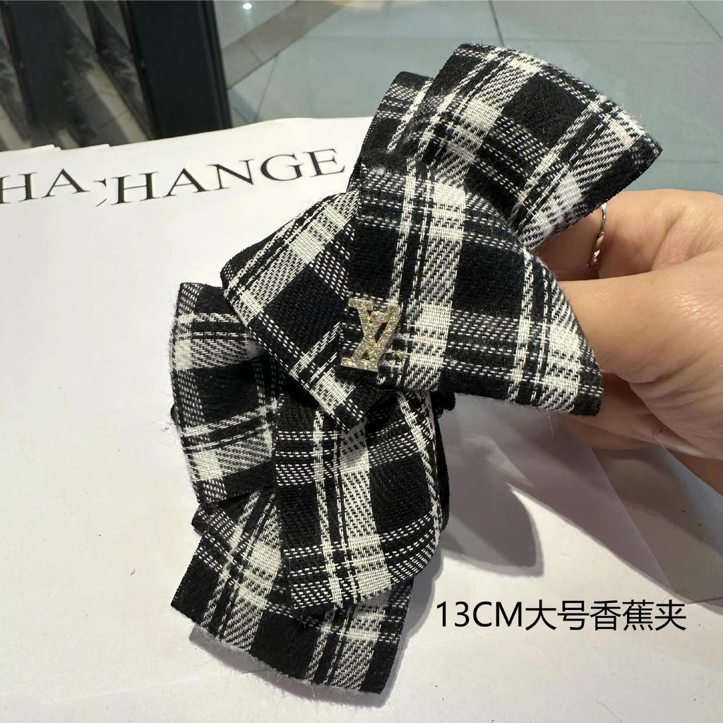 สไตล์เกาหลีลายสก๊อตโบว์กระพริบเพชรกล้วยคลิปหลายสีตัวเลือก Classy แผ่นคลิปผมแฟชั่น All-Match เครื่องประดับผมผู้หญิง