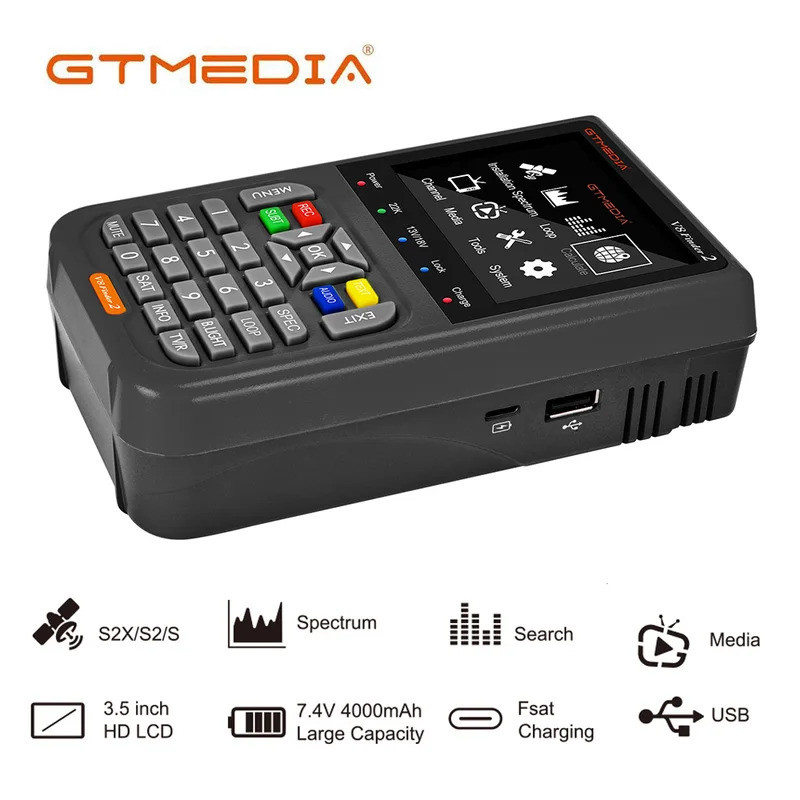 GTMEDIA V8 Finder2 Satellite Finder ดิจิตอล FTA DVB-S/ S2/ S2X สัญญาณเครื่องตรวจจับตัวรับสัญญาณหน้าจ