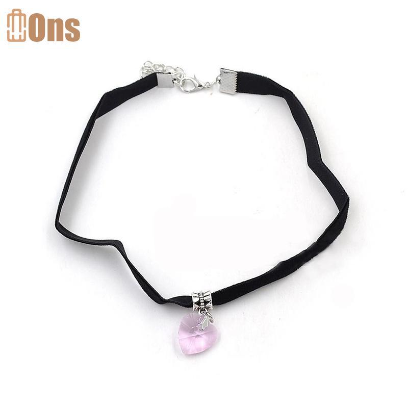 กำมะหยี่หัวใจคริสตัล Choker แบบโกธิก Retro 80s