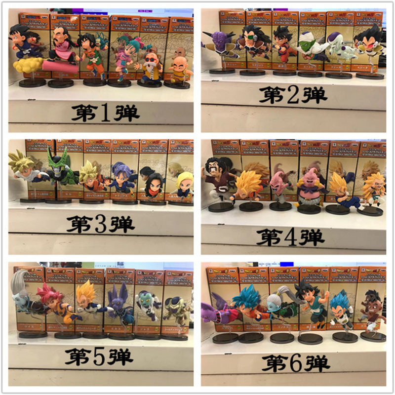 อะนิเมะ Dragon Ball Super 6pcs วิ่ง Flyingจําปา Vados Son Goku Kuririn PVC ตัวเลขตุ๊กตาของเล่นสําหรั