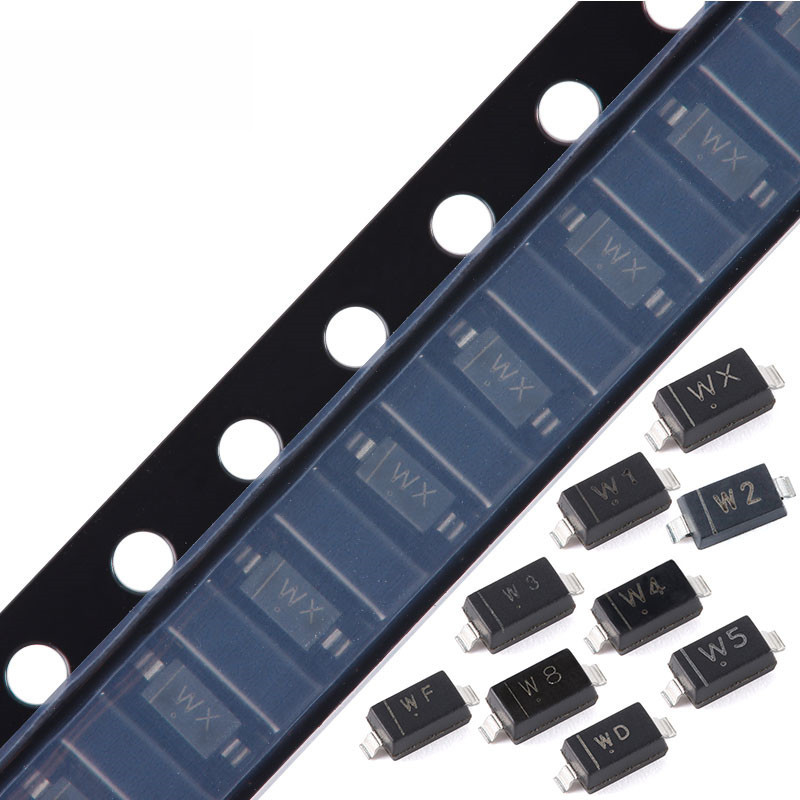 100 SMD ไดโอดควบคุมแรงดันไฟฟ้า BZT52C4V7 W7 BZT52C5V1 W8 BZT52C5V6 W9 BZT52C6V3V2W2C52C3V2 WC2
