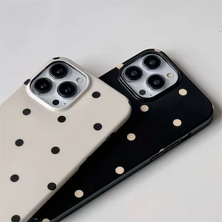 เคสไอโฟน 16 17 สำหรับ iPhone 11 13 15 12 14 Pro Max 7 16 14 15 8 Plus X XR XS Max 15 Pro เคสผิวมันลายจุดน่ารักเรียบง่าย