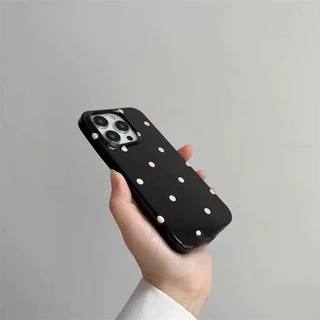 เคสไอโฟน 16 17 สำหรับ iPhone 11 13 15 12 14 Pro Max 7 16 14 15 8 Plus X XR XS Max 15 Pro เคสผิวมันลายจุดน่ารักเรียบง่าย