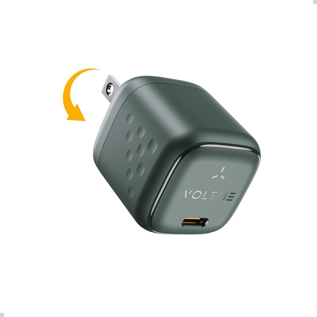 VOLTME 30W USB C Charger, Slim Compact Fast Charger Block, พับ GaN Wall Charger, USB-C Power Adapter