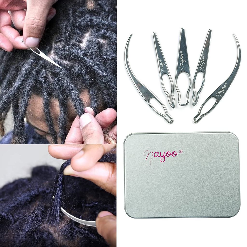 NAYOO Interlock เครื่องมือสําหรับ Locs EasyLoc ผมเครื่องมือสําหรับ Dreadlocks 5 ชิ้นเงินผมล็อคเครื่อ