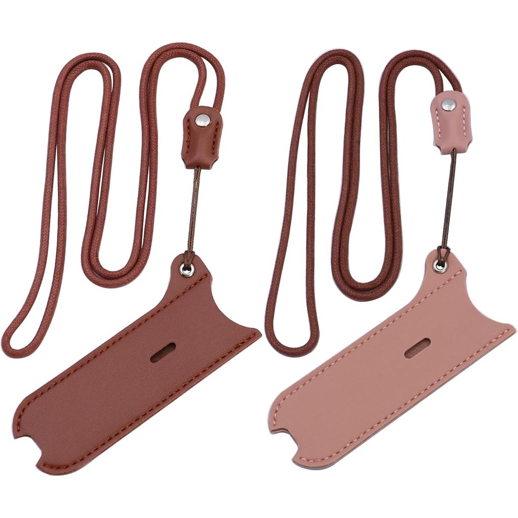 Lanyard PU พร้อมสายข้อมือป้องกันหาย สีน้ำตาลและชมพู ใช้งานกลางแจ้ง รองรับrex/ju-l/mo-t/yo-z [2 แพ็ค]