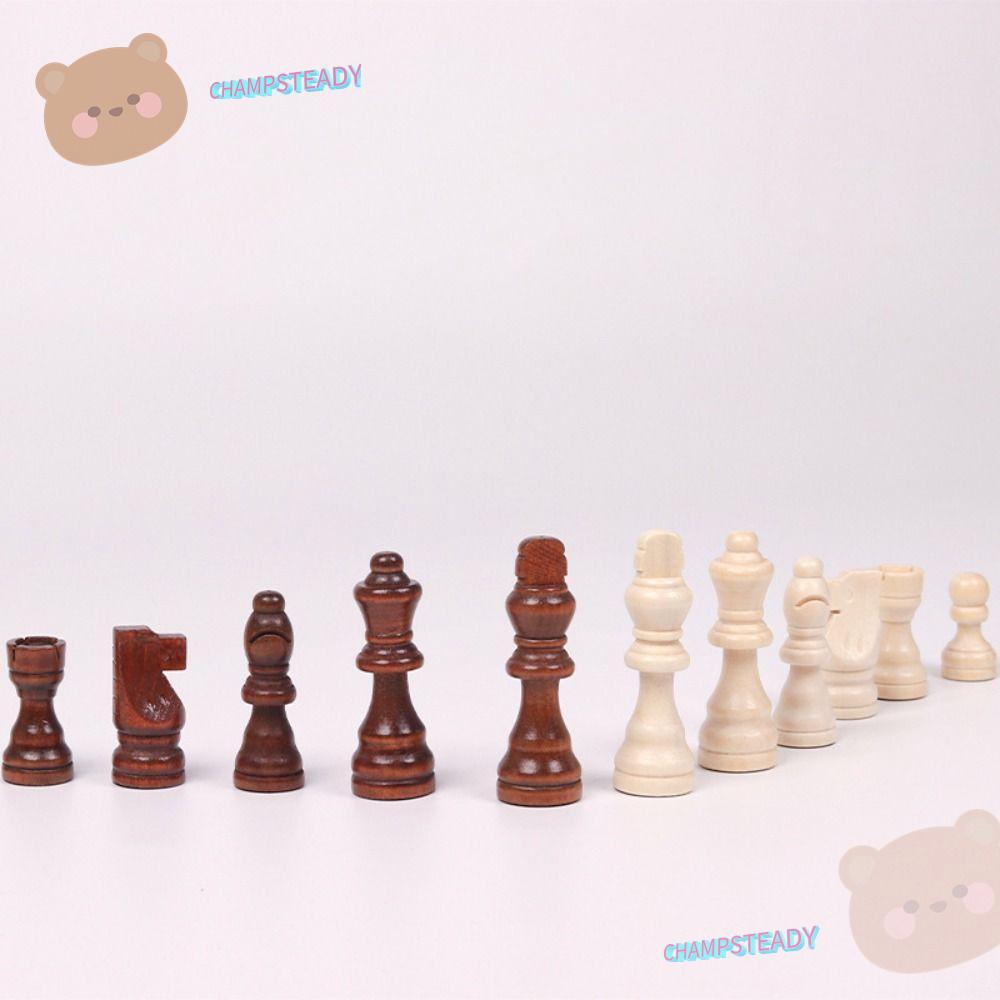 CHAMPSTEADY Wood Chessmen, Chess Pieces Only No Board Wood Wood Wood Wooden Chess, 32 Pies King Heig