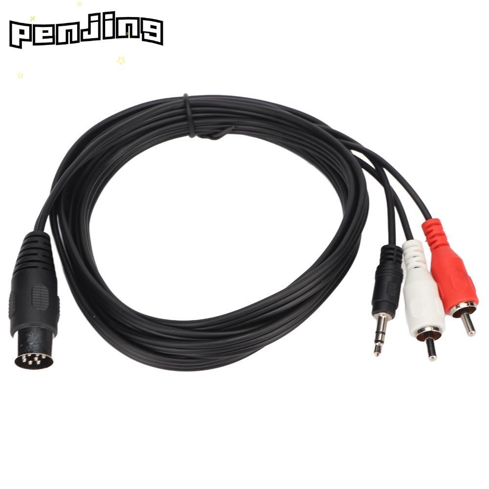 PENJING DIN 8Pin Male Audio Lead, Plug and Play Male to Male DIN 8Pin to 3.5mm + 2RCA Cable, ทนทาน 5