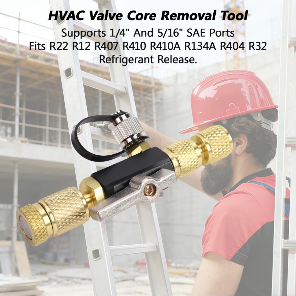 Phoenixshop HVAC เครื่องมือกําจัดแกนวาล์วสูญญากาศปิดผนึกออกแบบทองเหลืองสแตนเลสทํางานร่วมกับ R22 R12 