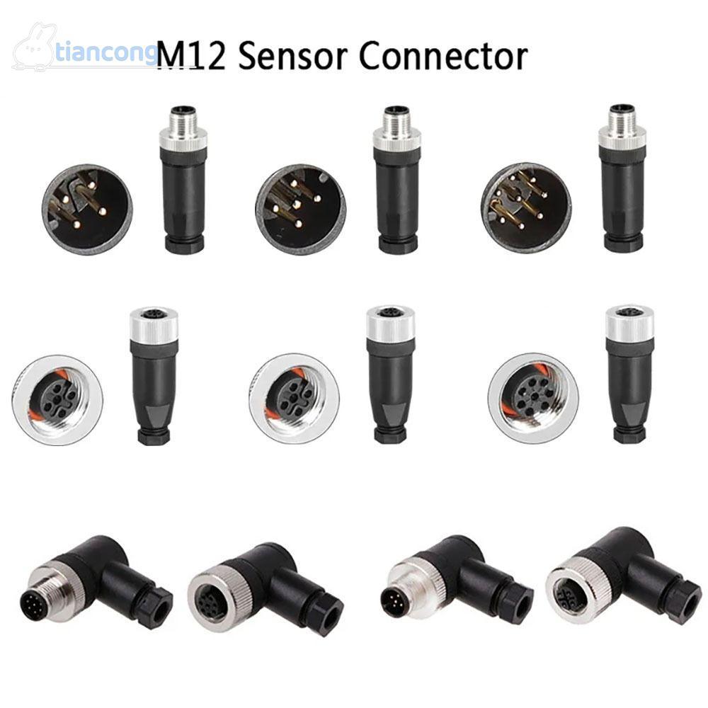 TIANCONG M12 ปลั๊กการบิน, 4 5 8 Pin Connector M12 Sensor Connector,ประเภทเซ็นเซอร์ชายหญิงซ็อกเก็ตM12